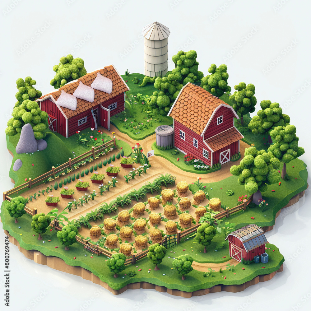 Isometric view of farm