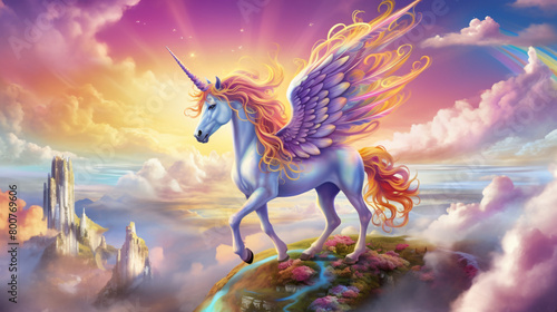 Colorful unicorn from a fairytale.