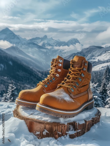 winter boots on mountain