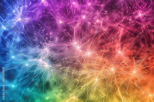 Generative AI Rainbow fireworks photo