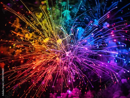 Generative AI Rainbow fireworks photo