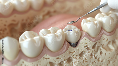 3D image of a dentist replacing an old amalgam filling with a new one photo