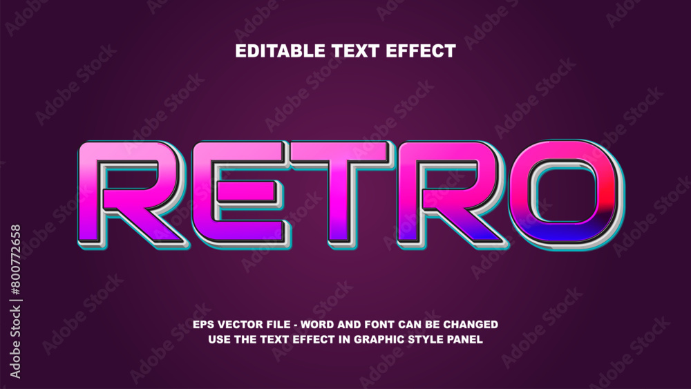 Editable Text Effect Retro 3D Vector Template