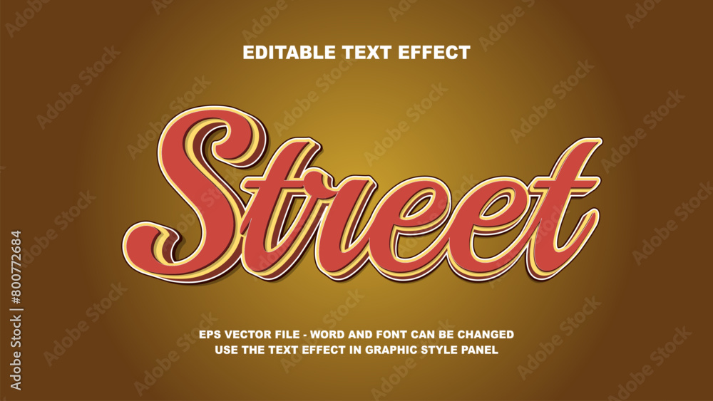 Editable Text Effect Street 3D Vector Template
