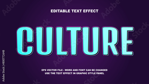 Editable Text Effect Culture 3D Vector Template