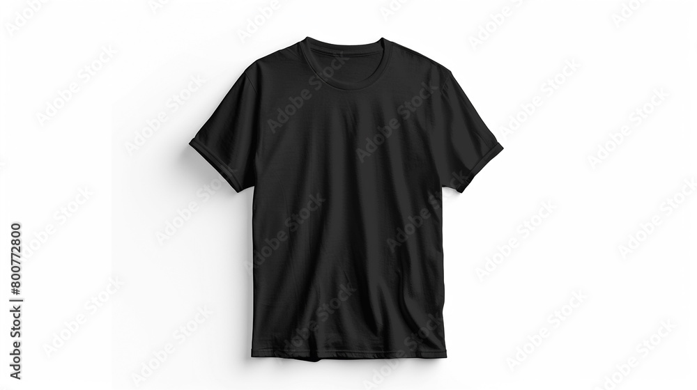 Black T-shirt mockup on white background. Black T-shirt mockup on white background.