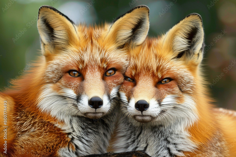 Obraz premium Charming foxes pose for the camera