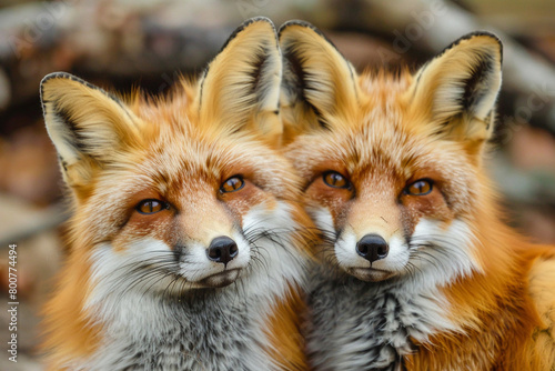 Charming foxes pose for the camera © Papisut