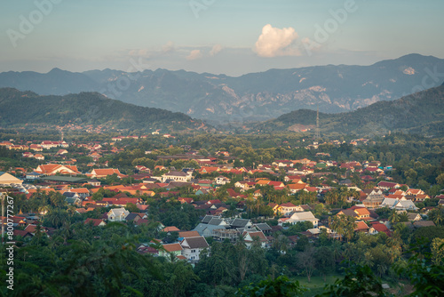 Top view of the Luang Prabang cityscape, Luang Prabang City is a UNESCO World Heritage City