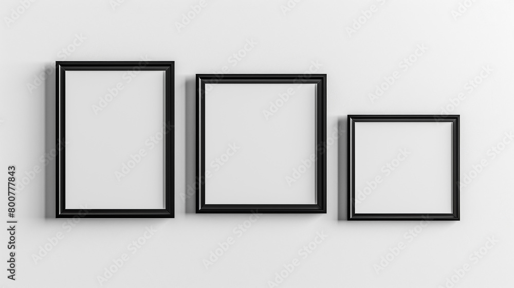 Realistic picture frame mockup black border set on white background. Realistic picture frame mockup black border set on white background.