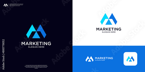 Geometric letter Marketing logo design inspiration.