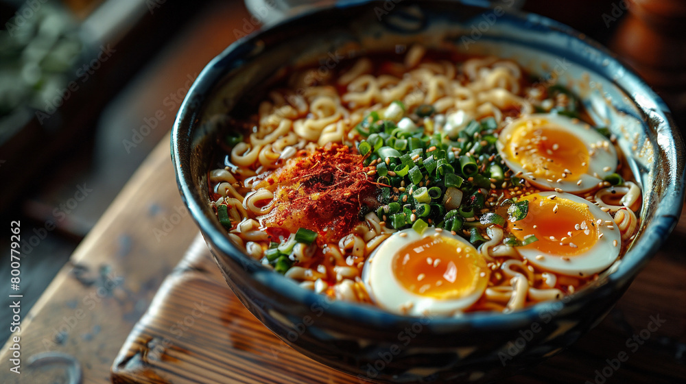 top view of a delicious ramen noodles, not spicy, photography top view of a delicious ramen noodles, not spicy, photography