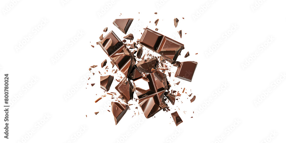 chocolate, melting and broken into pieces, white background
chocolate, melting and broken into pieces, white background
