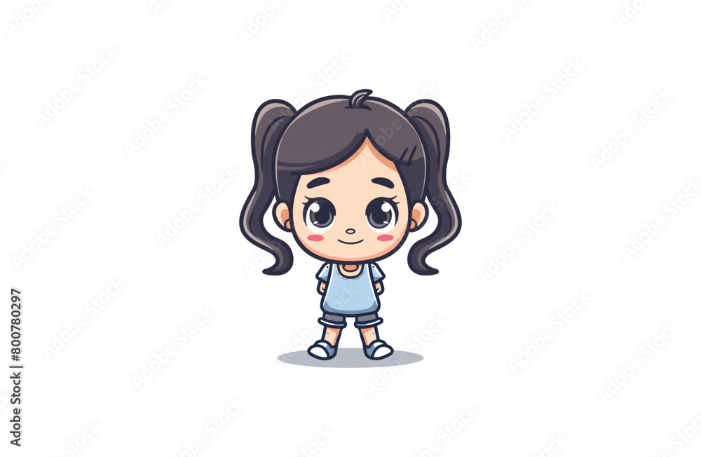 Girl Cute mascot style logo design Girl Cute mascot style logo design