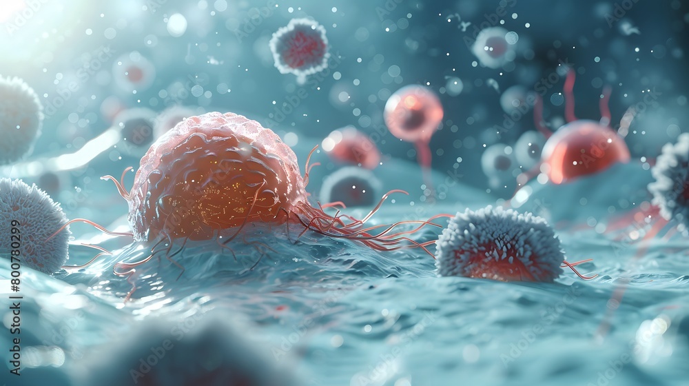 High Resolution Cancer Rendering of a 3D concept for an oncology treatment that effectively ...