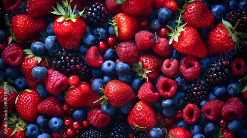  A colorful array of fresh berries  bursting with antioxidants and flavor  promising a guilt-free indulgence.  