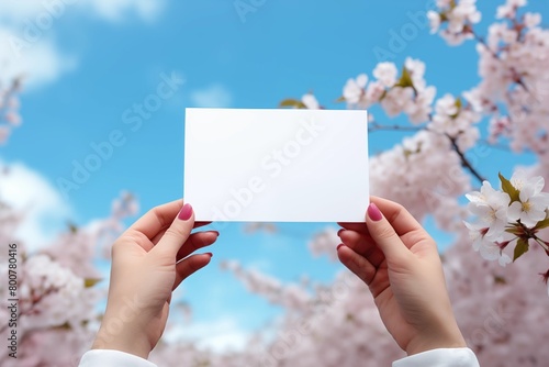 hands holding blank card