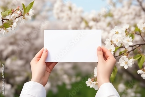 hand holding card with flowers