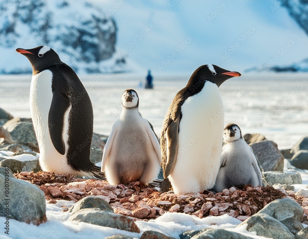 Obraz premium penguins on the rocks
