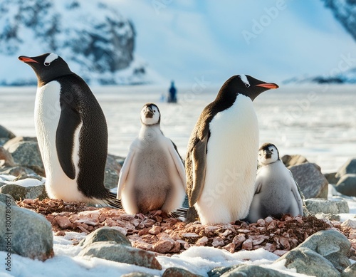 penguins on the rocks