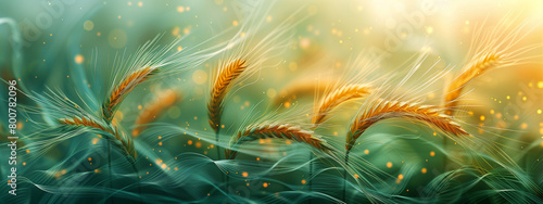 Abstract green wheat ears waves modern background