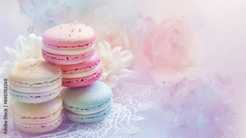 Pastel macaroons and flowers wallpaper Pastel macaroons and flowers wallpaper