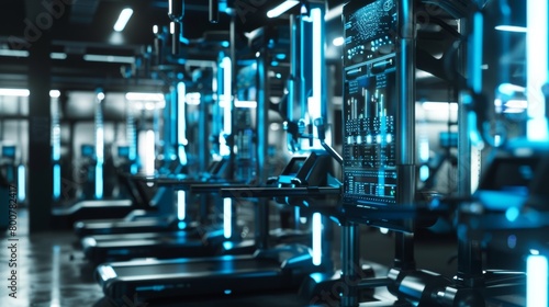A futuristiclooking gym filled with athletes hooked up to machines and computers using neural stimulation to improve their physical performance..