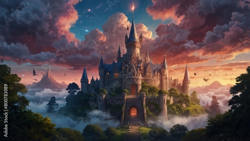 A magical academy nestled in the clouds game art photo