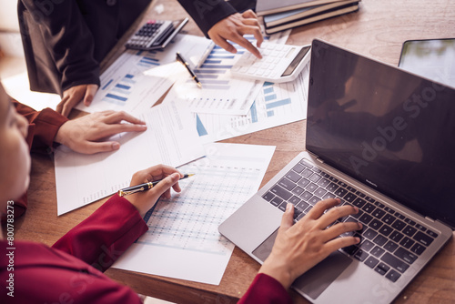 Analyzing startup group meetings to offer advice and make decisions. We assess discussions, offer insights, and assist in reaching conclusions for better business outcomes, hands close up at desk.