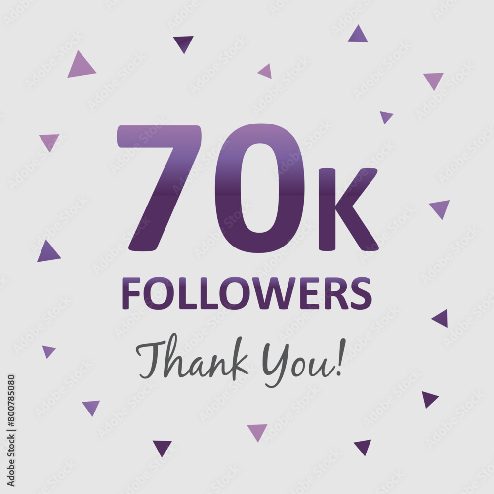 illustration for 70k followers on social media. commemorative and thank you text. 70k followers design. vector art for social networks. number of followers.