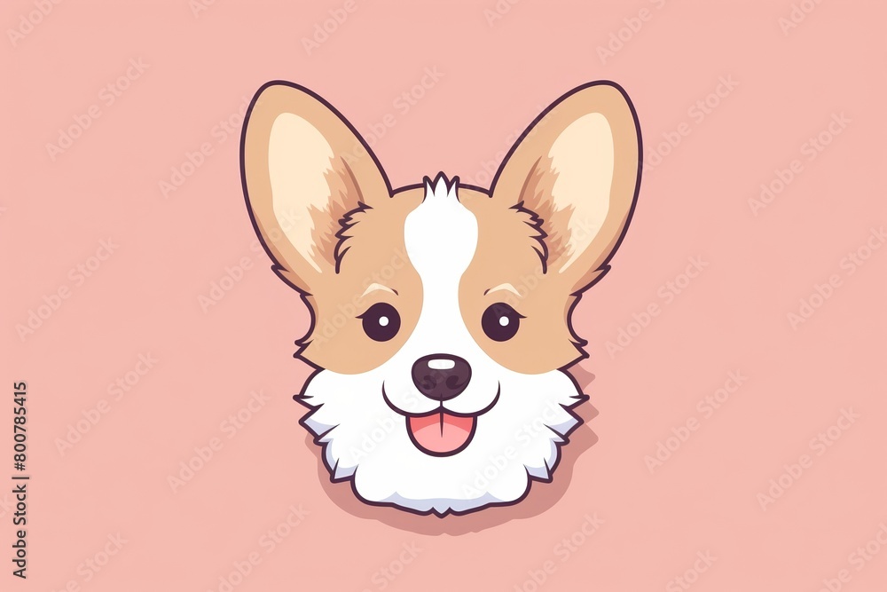 A cute cartoon illustration of a happy corgi dog