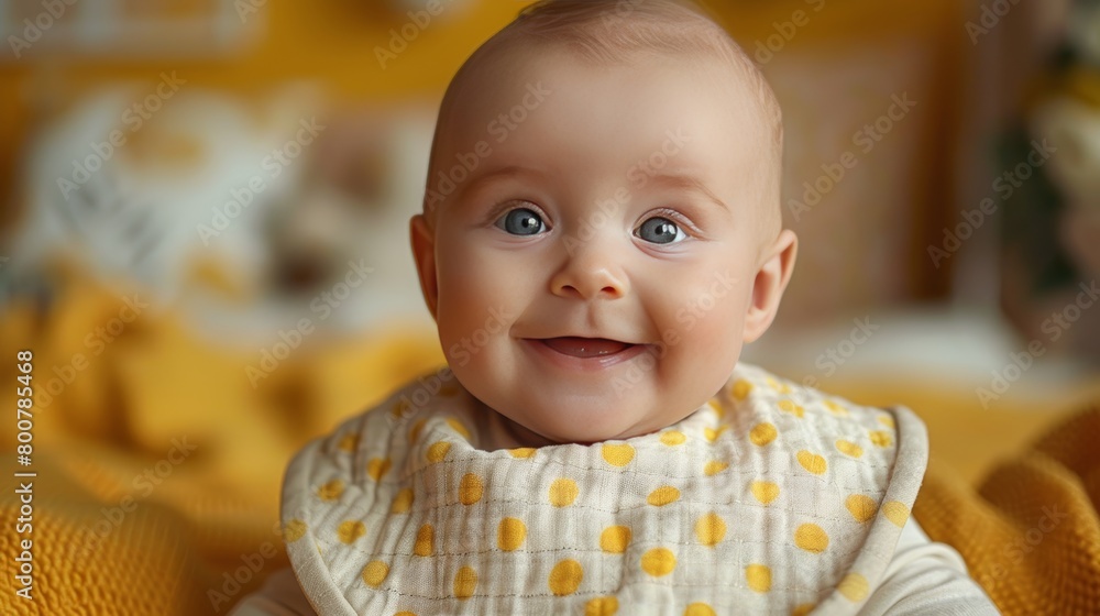 portrait of a cute little baby girl with blue eyes on a yellow background portrait of a cute little baby girl with blue eyes on a yellow background