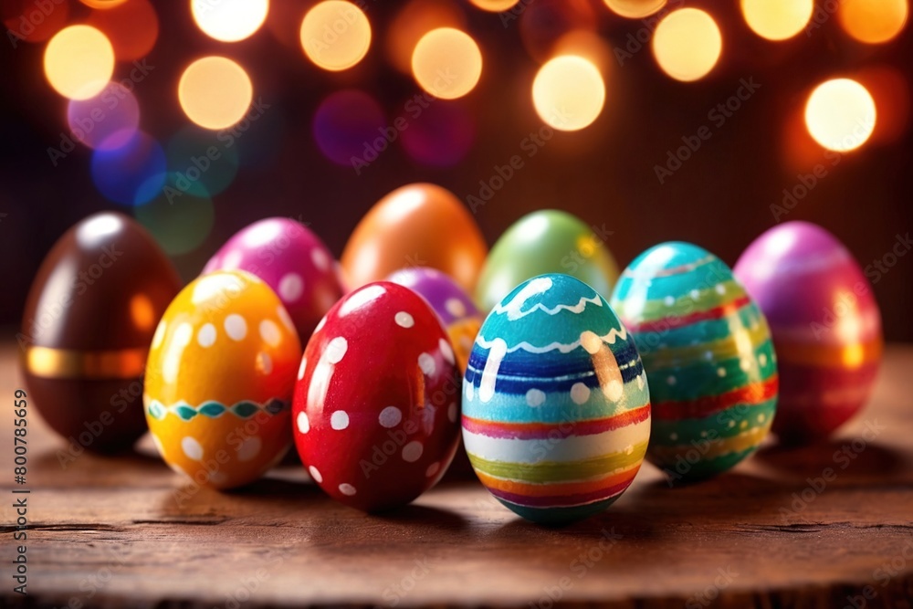Easter holiday brightly colored eggs, festive traditional celebration