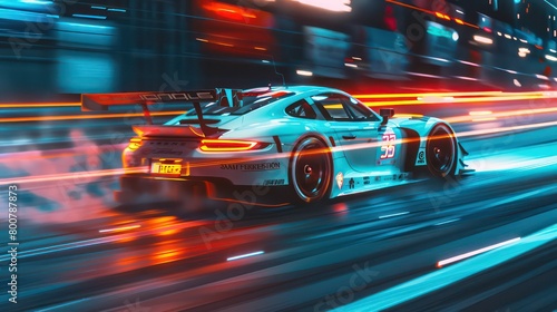 racing car chasing lights at nighttime