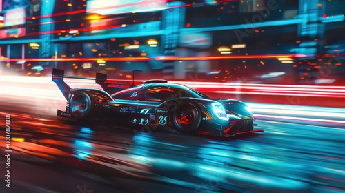 racing car chasing lights at nighttime