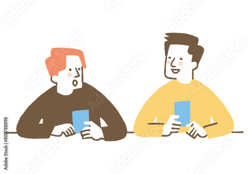 Two men talking over drinks _color