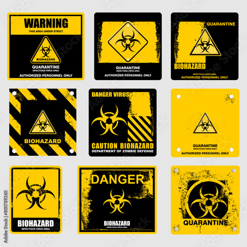 biohazard warning sign and label vector photo