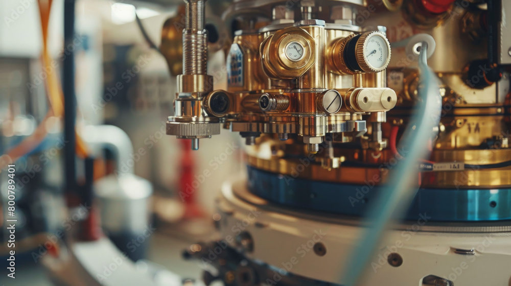 Complex scientific apparatus possibly part of a laboratory setup; includes precision instruments and electronics, suggesting advanced research or industrial application. Complex scientific apparatus possibly part of a laboratory setup; includes precision instruments and electronics, suggesting advanced research or industrial application.