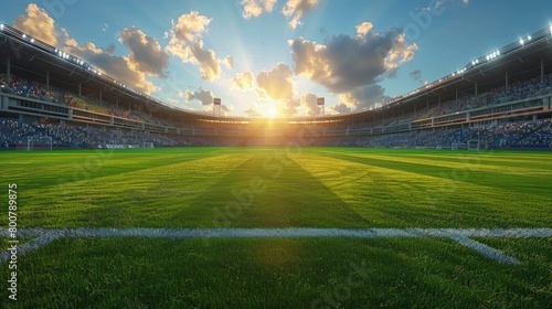 A 3D rendering of a sports stadium background created without existing references. photo