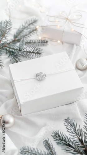 white box mockup, christmas background