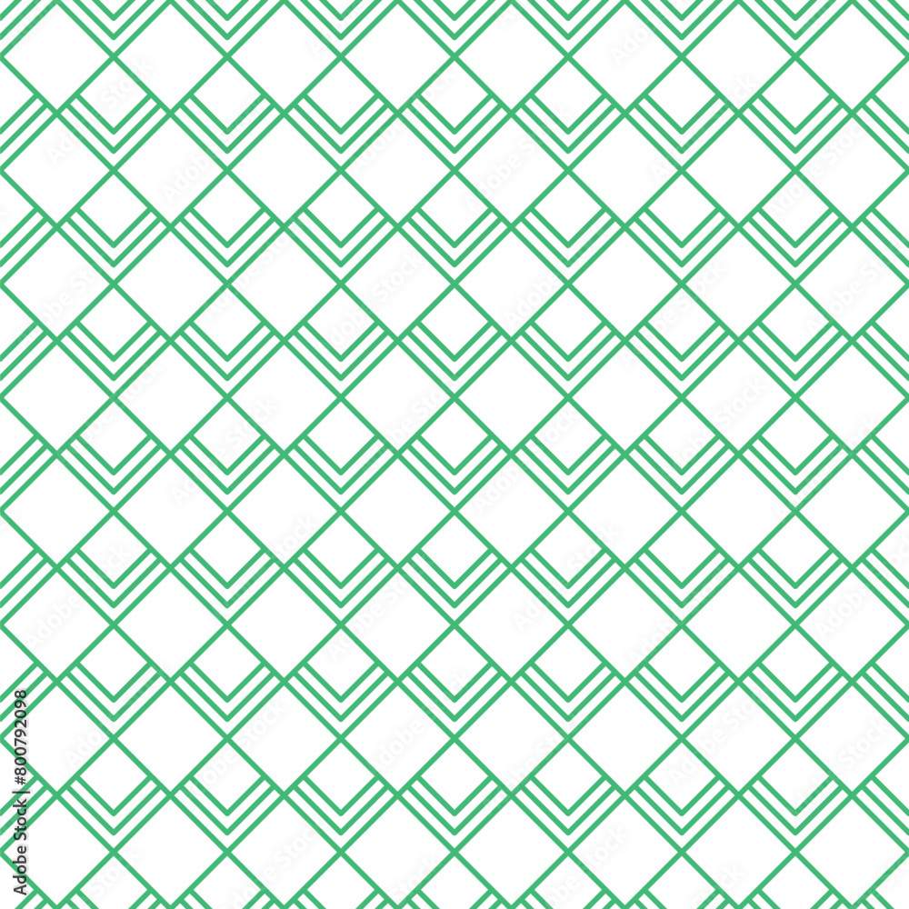 Fototapeta premium Green seamless geometric pattern with shapes