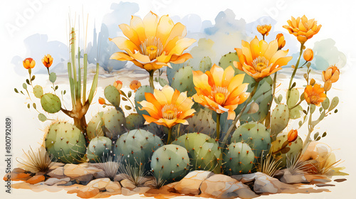 Golden Barrel Cactus Watercolor photo