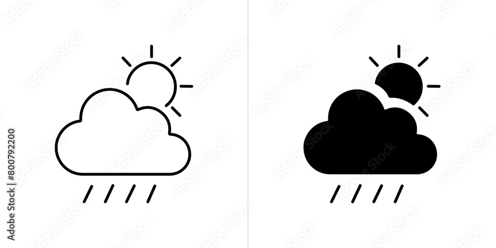 Naklejka premium Weather editable stroke and solid web icon set. Vector illustration