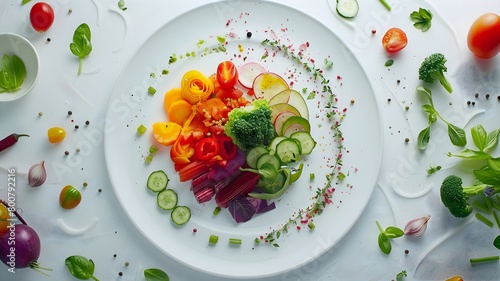 Wallpaper Mural  A colorful assortment of assorted vegetables, neatly sliced and beautifully presented against a pristine white backdrop. 
 Torontodigital.ca