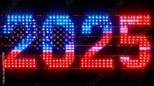 Red and blue “2025” sign - America - new year - celebration - election - politics - vote 