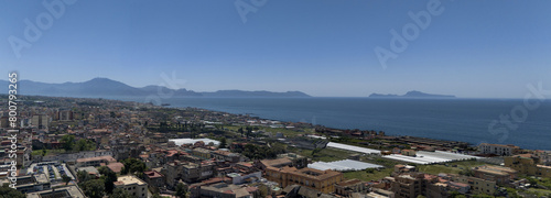 Aerial view of Herculaneum and Torre del Greco with the island of Capri and the Sorrento Peninsula in the background