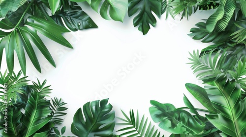Green plants border a blank banner for text © wanna