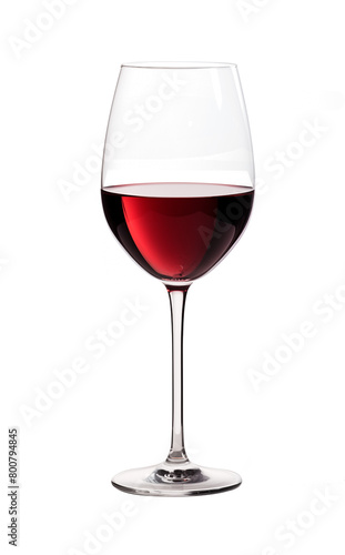 Elegant wine glass filled with red wine, showcasing a rich ruby color and perfect clarity, isolated on a transparent background. Generative AI