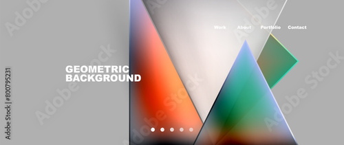 Geometric background featuring triangles, squares on a gray backdrop. Symmetry and bold electric blue accents create a modern and eyecatching design for your brand logo or graphics display device