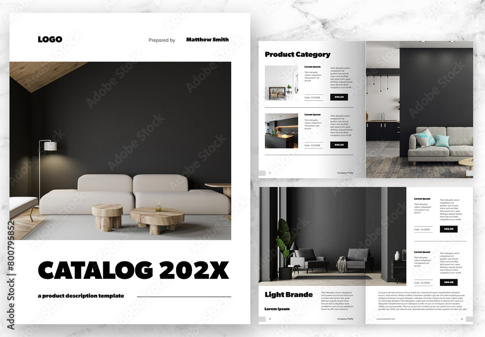 Clean Minimalist Interior Catalog Stock Template | Adobe Stock